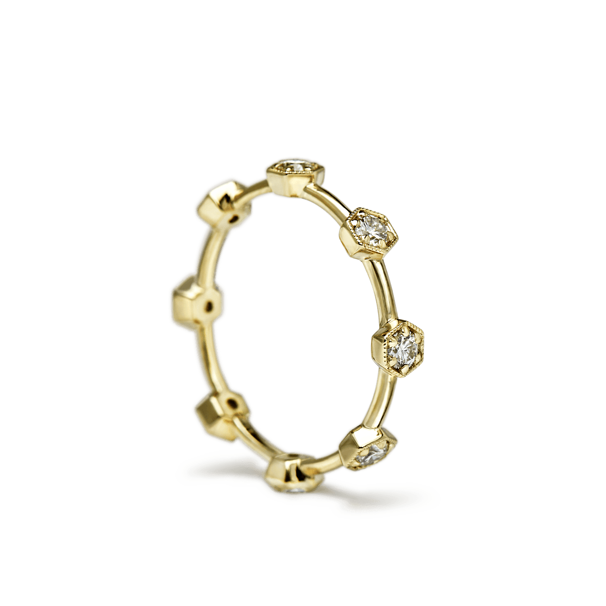 #color_14K Yellow Gold Diamond Eternity Band Hexagons
