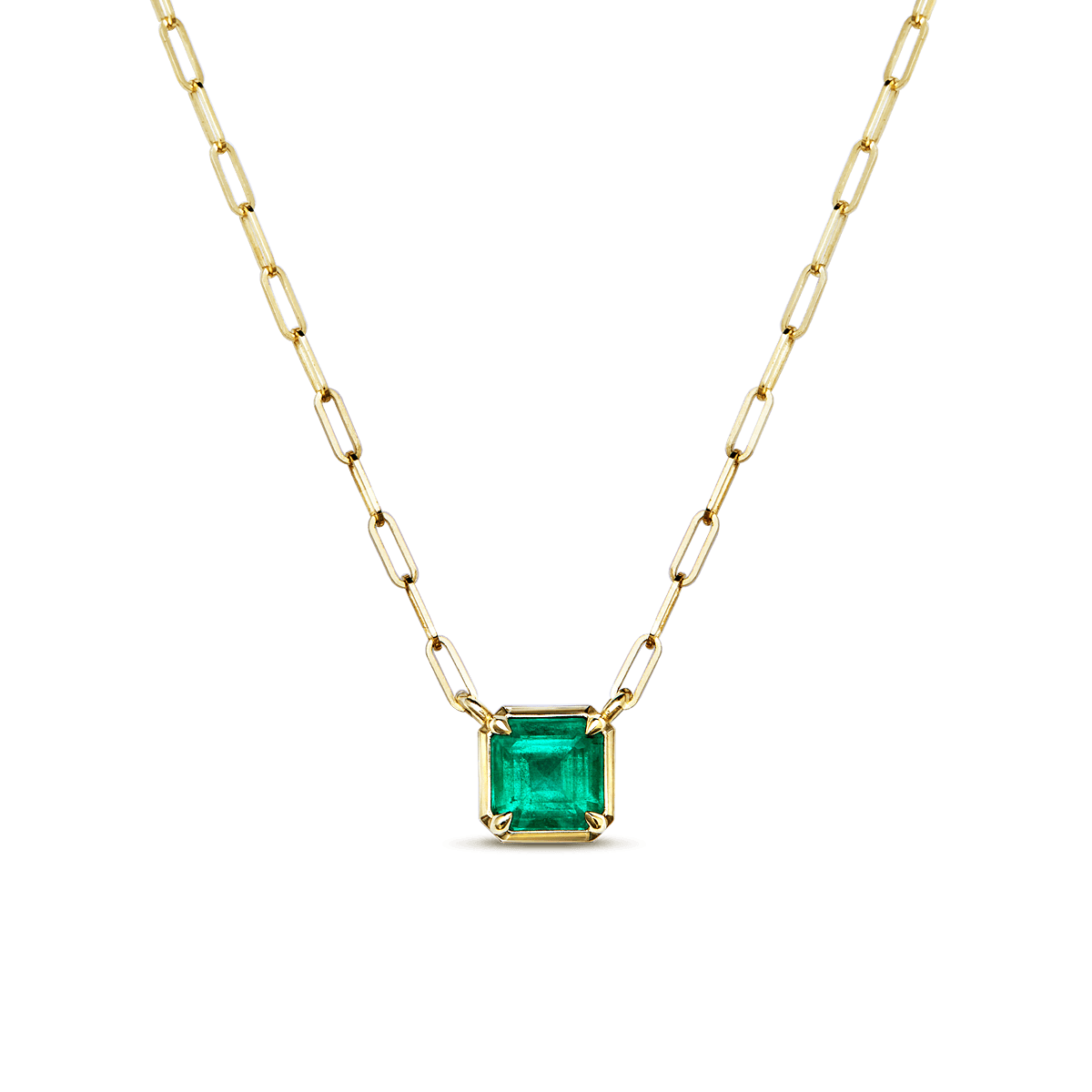 #color_14K Yellow Gold Square Emerald Cut Necklace