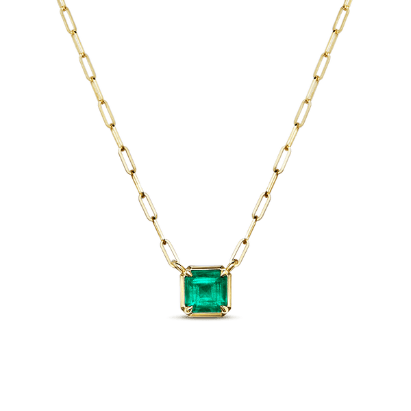 14K Yellow Gold Square Emerald Cut Necklace