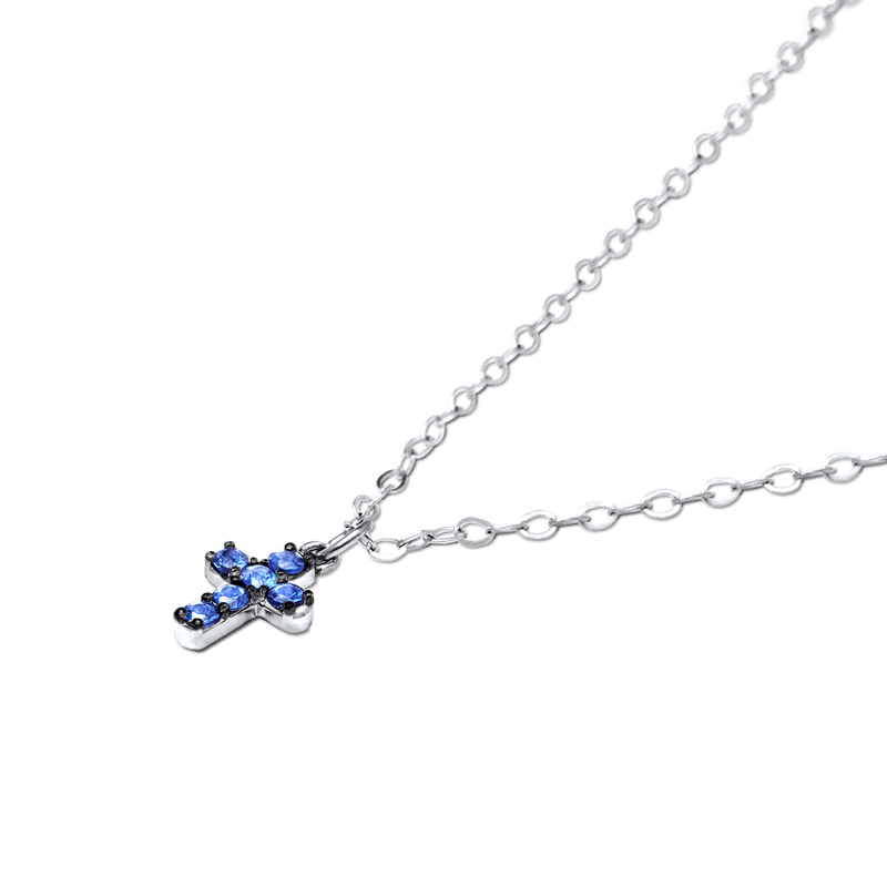 Cross necklace 2025 with blue sapphire