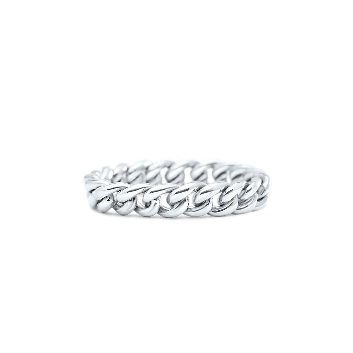 14K White Gold Solid Chain Ring