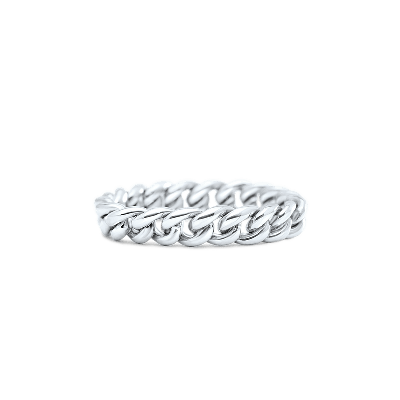 14K White Gold Solid Chain Ring