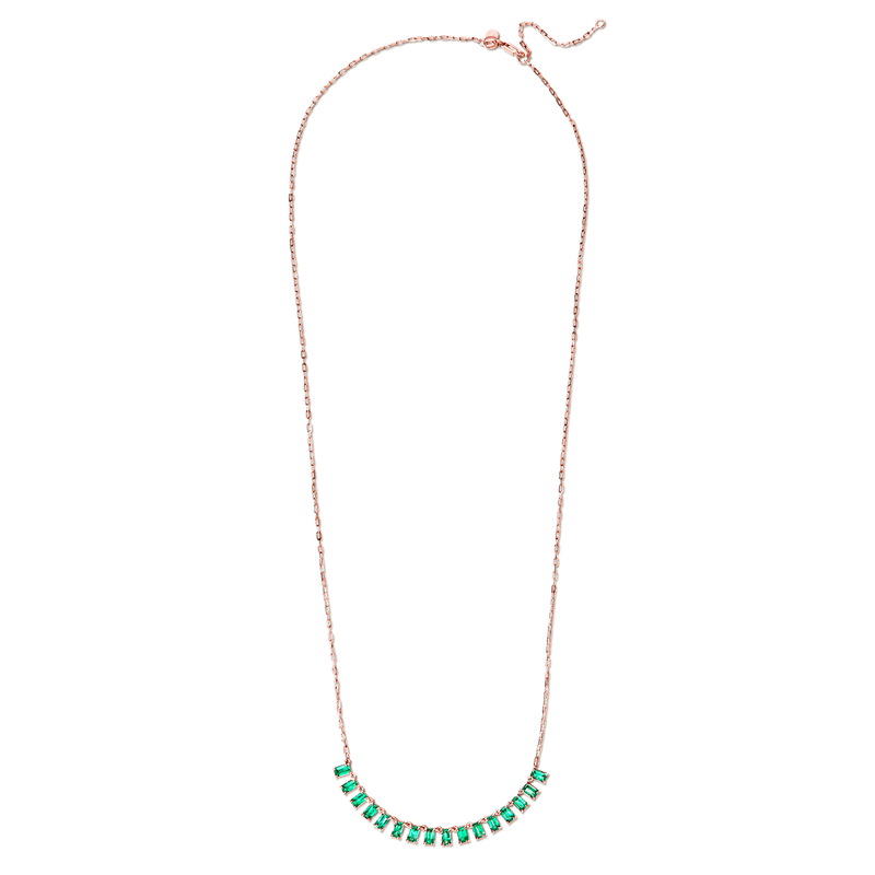 14K Rose Gold Green Emerald Necklace