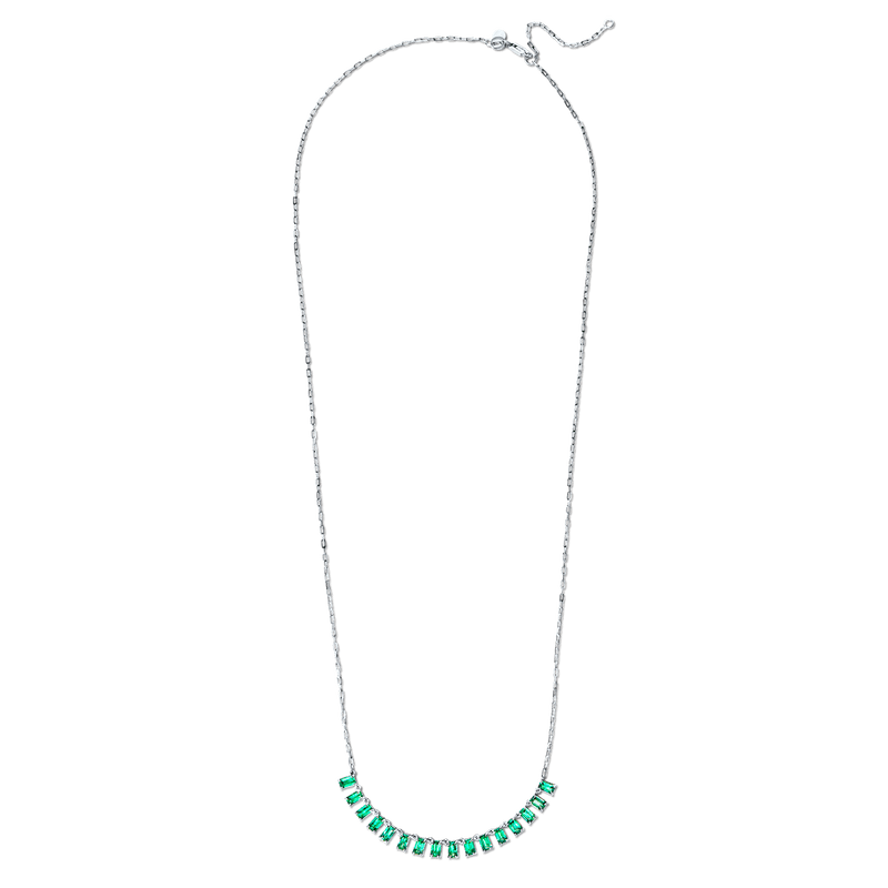 14K White Gold Green Emerald Necklace
