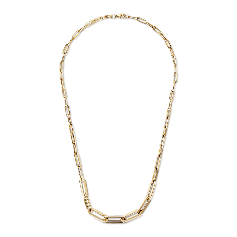 Graduating Gold Paperclip Chain 14K Yellow