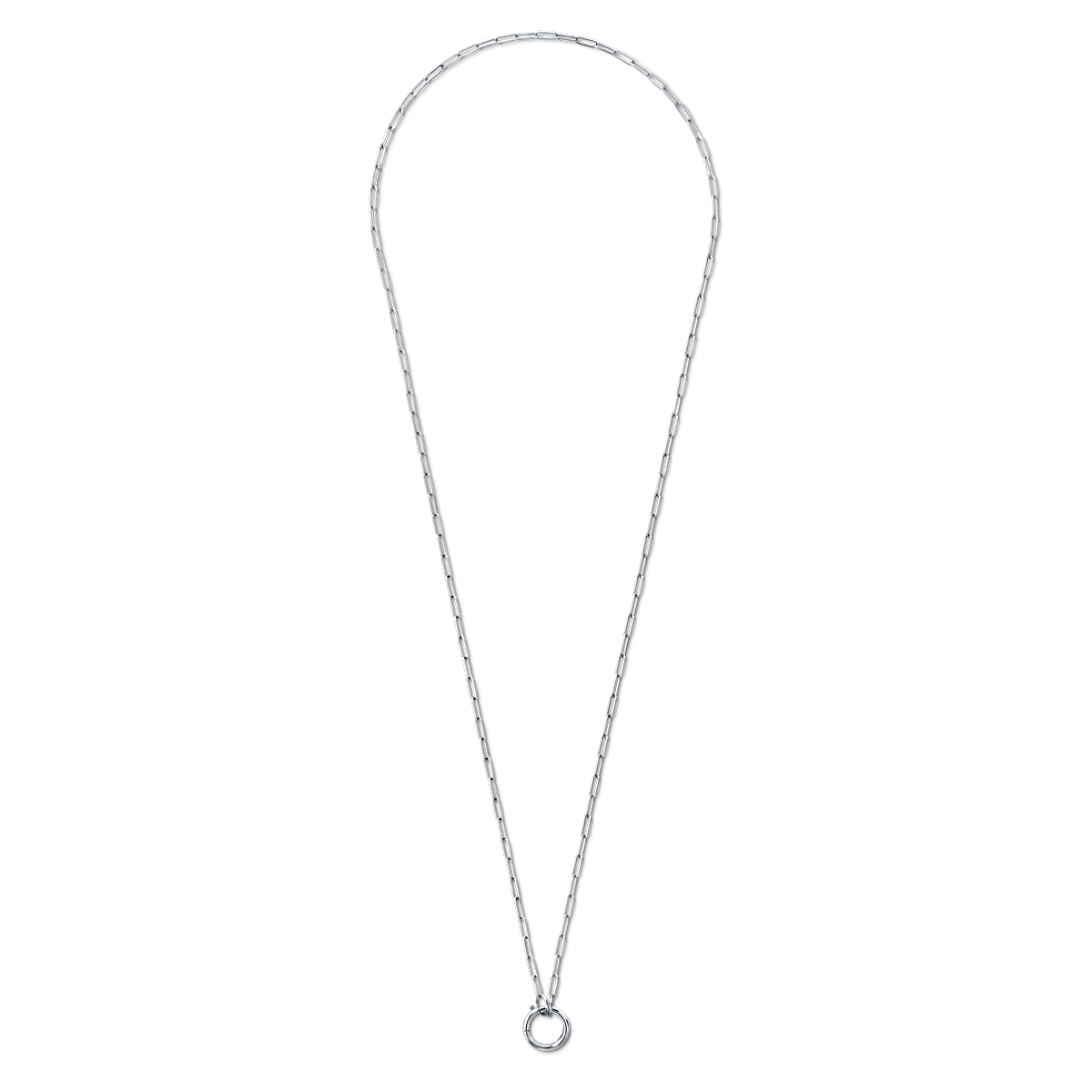 14K White Gold 18" paperclip chain with lariat petite with hinged jump ring connector