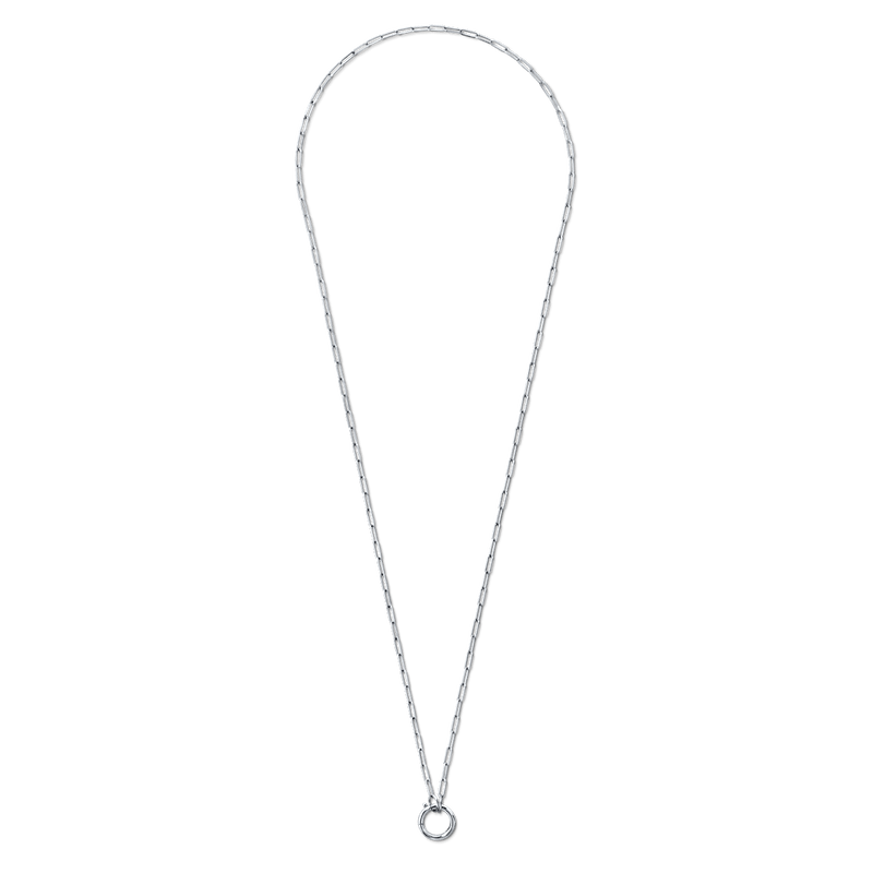 14K White Gold 18" paperclip chain with lariat petite with hinged jump ring connector