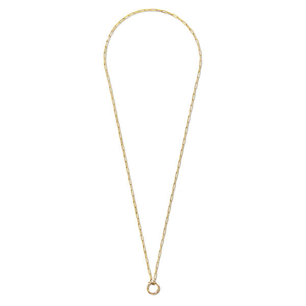 #color_14K Yellow Gold 18" paperclip chain with lariat petite with hinged jump ring connector