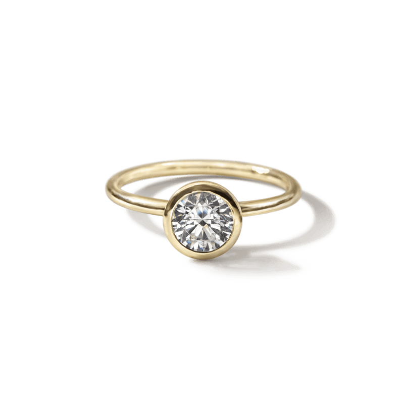 18K Yellow Gold Round Bezel Diamond Engagement Ring