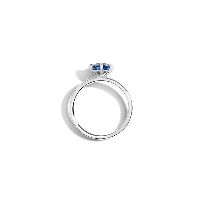 18K White Gold Blue Sapphire Cushion Engagement Ring