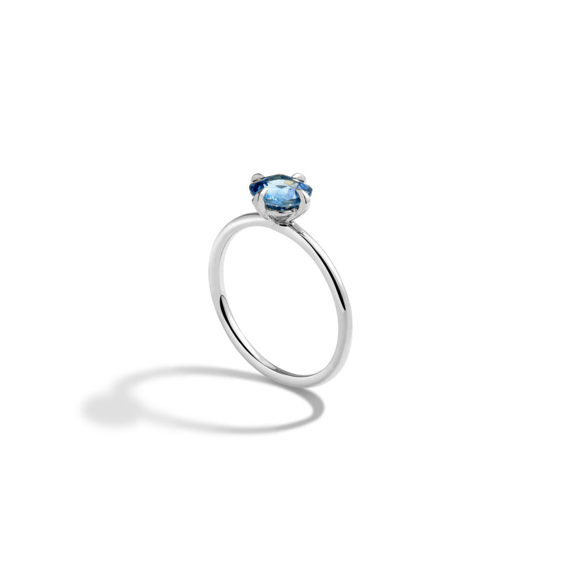 18K White Gold Blue Sapphire Cushion Engagement Ring