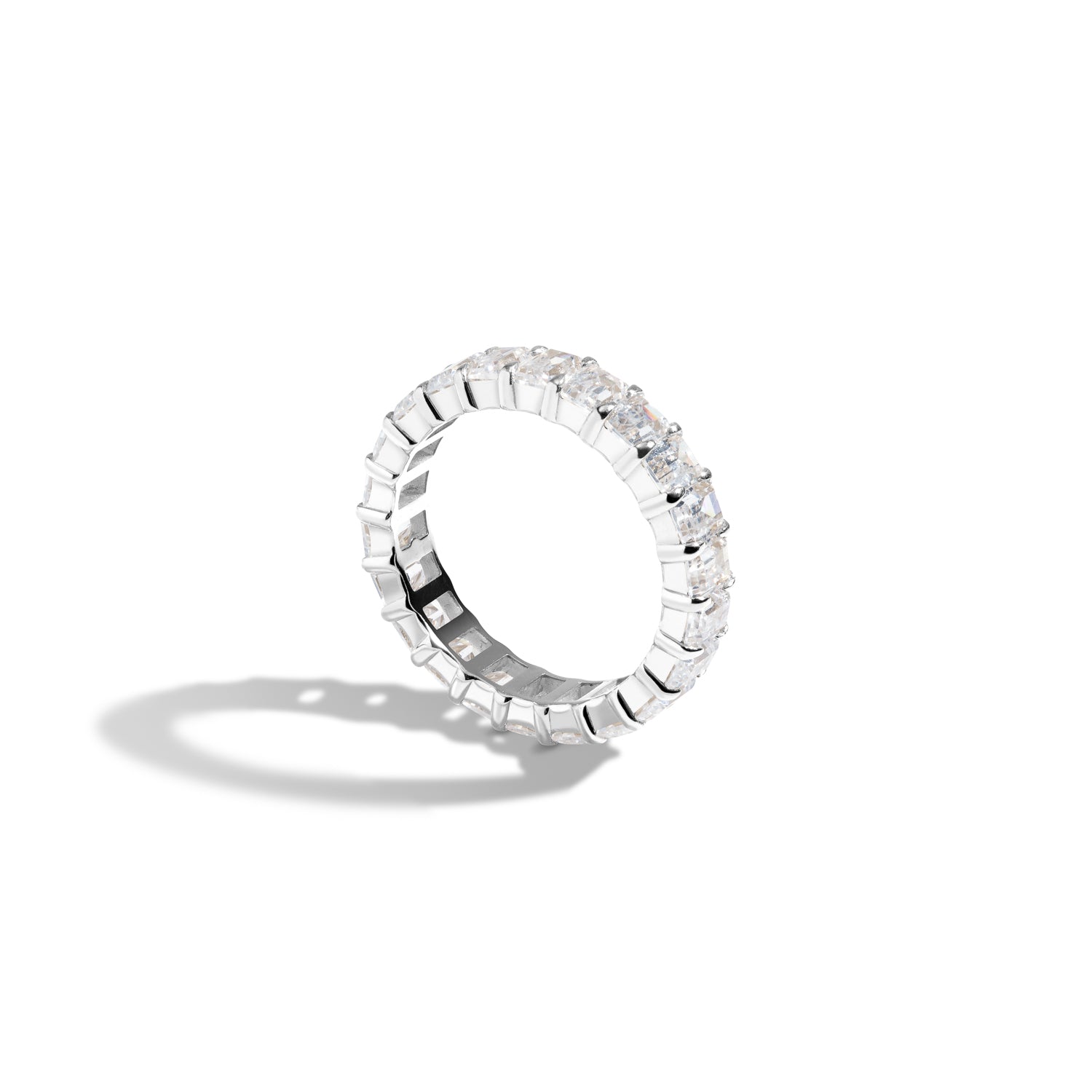 18K White Gold Emerald Cut Diamond Eternity Band