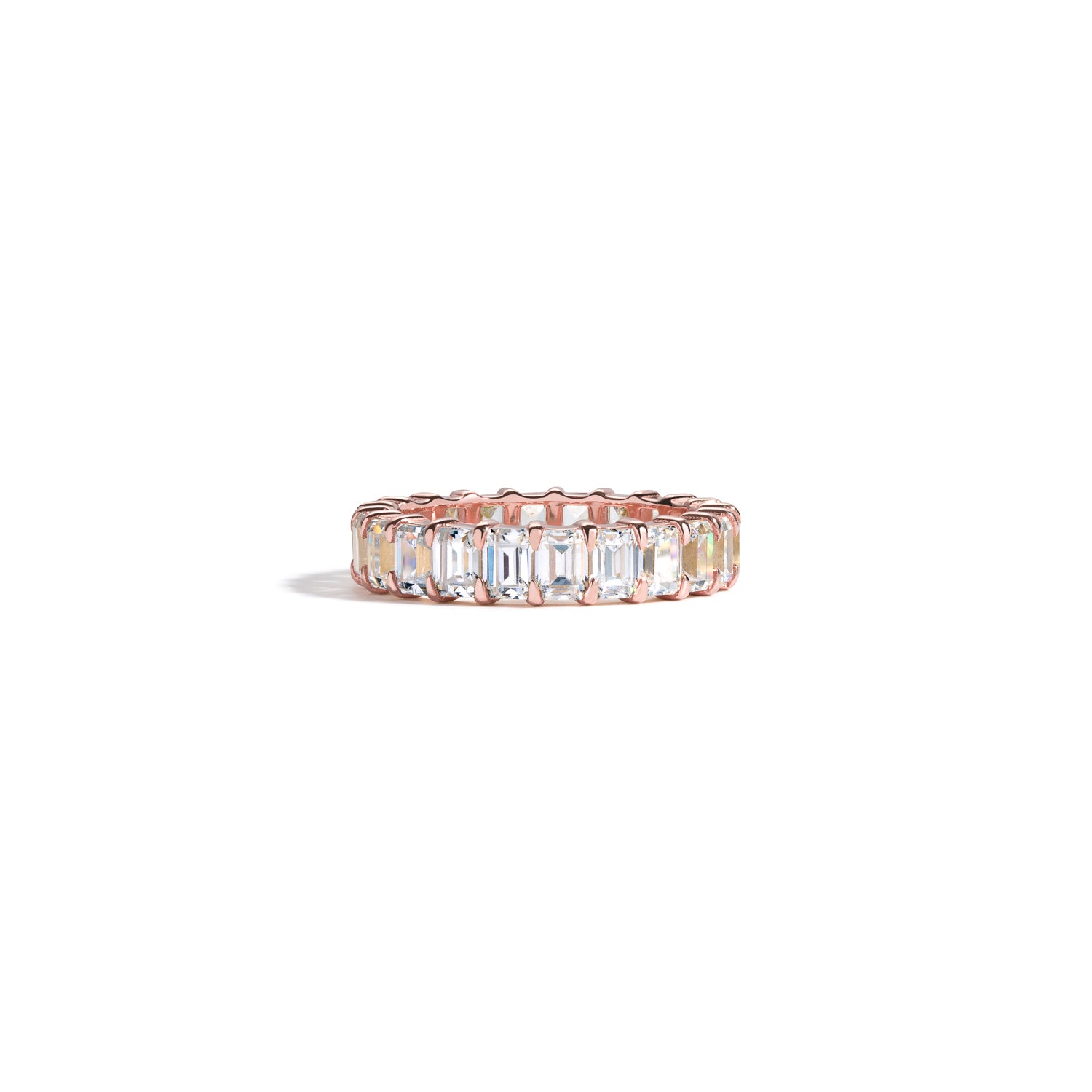 #color_18K Rose Gold Emerald Cut Diamond Eternity Band