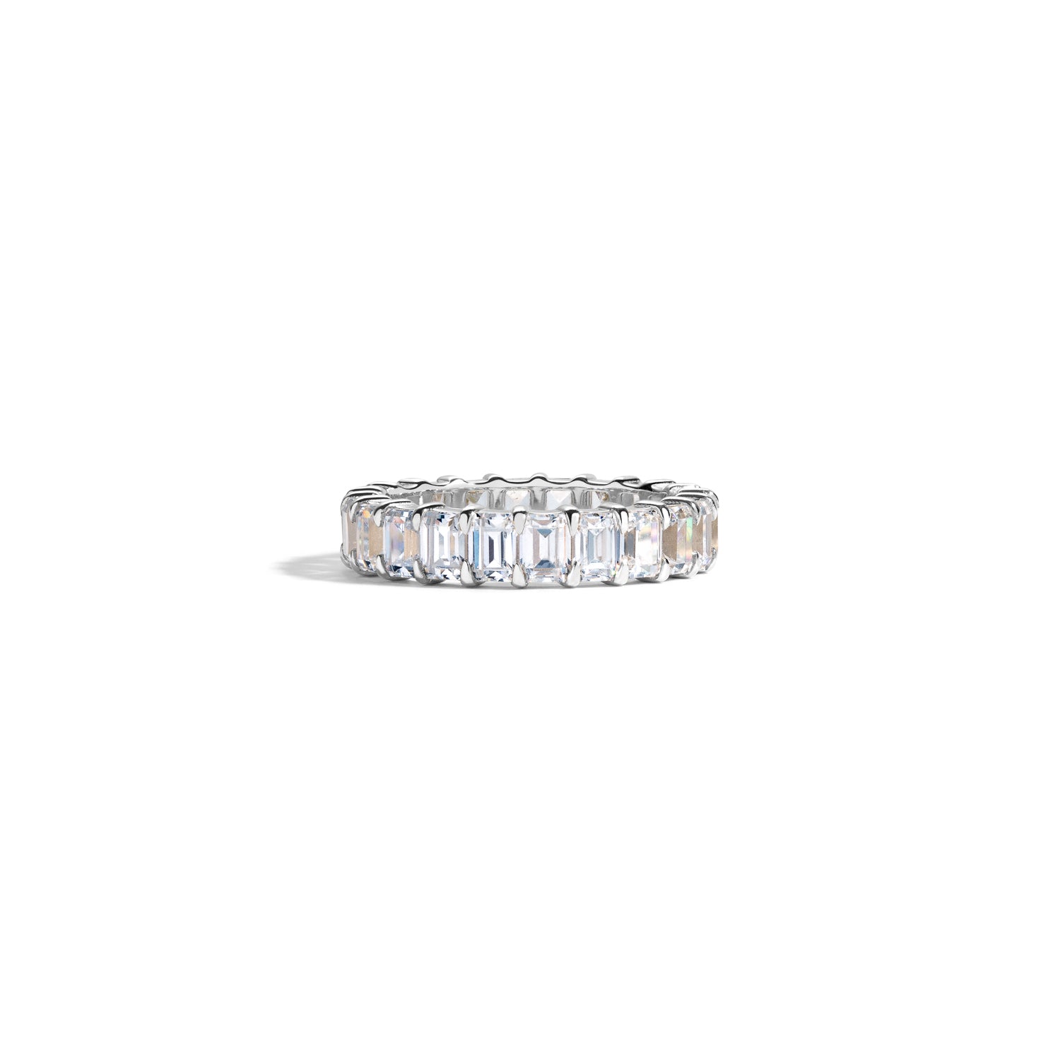 18K White Gold Emerald Cut Diamond Eternity Band