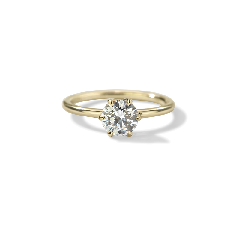 18K Yellow Gold Chispa Round Engagement Ring 