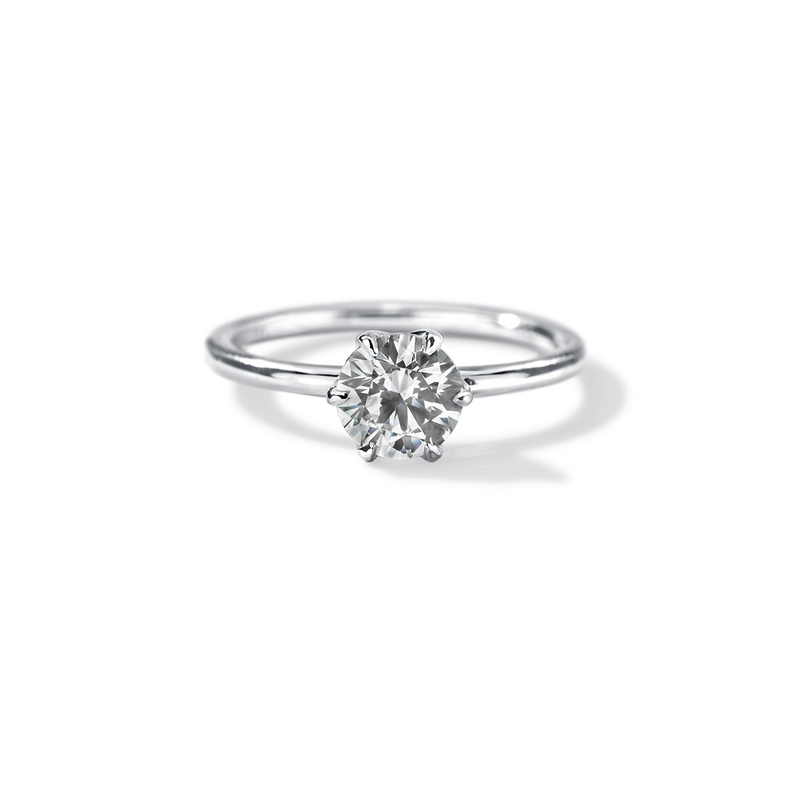 18K White Gold Platinum Chispa Round Engagement Ring