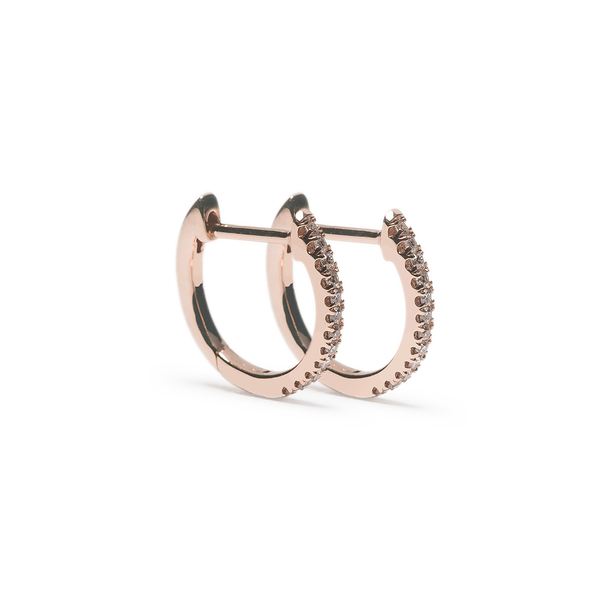 #color_14K Rose Gold Huggie Diamond Hoops