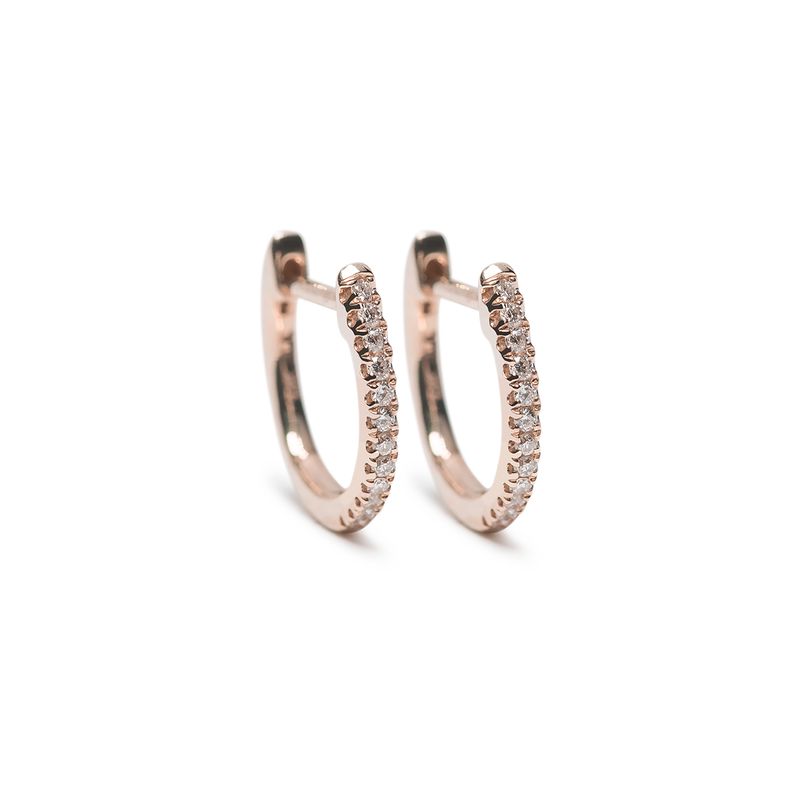 Interlinked Diamond Hoop Earrings on 14K Rose Gold