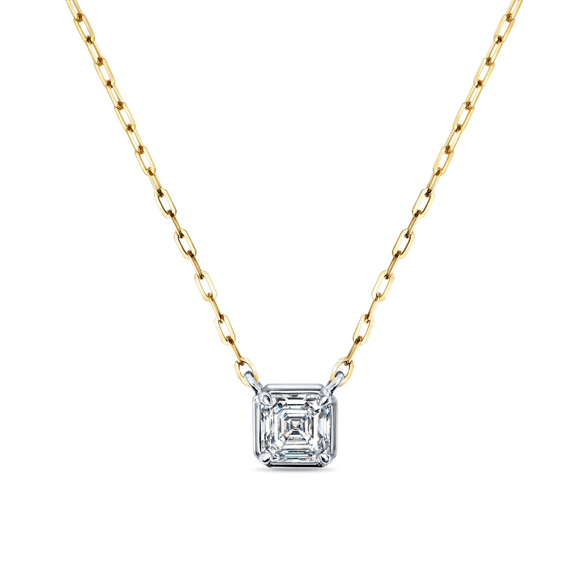 #color_14K Yellow Gold Asscher Diamond Lab Grown Pendant