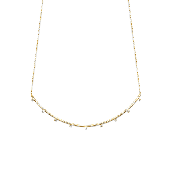 14K Yellow Gold diamond bar necklace