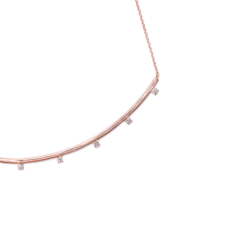14K Rose Gold diamond bar necklace