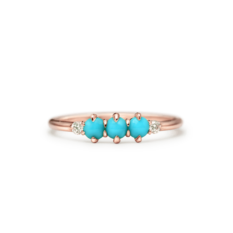 14K Rose Gold Turquoise and Diamond Ring