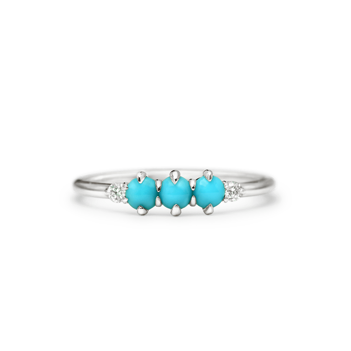 14K White Gold Turquoise and Diamond Ring