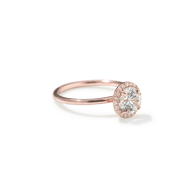 18K Rose Gold Round Halo Engagement Ring