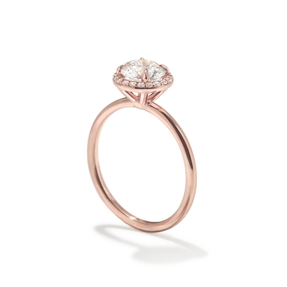 #color_18K Rose Gold Round Halo Engagement Ring