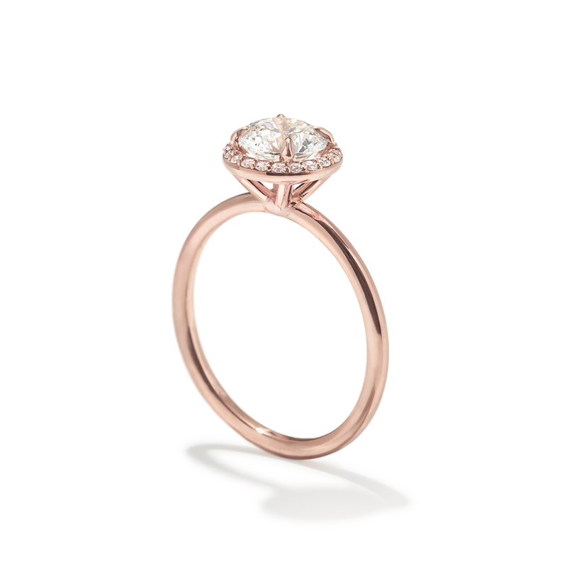 18K Rose Gold Round Halo Engagement Ring