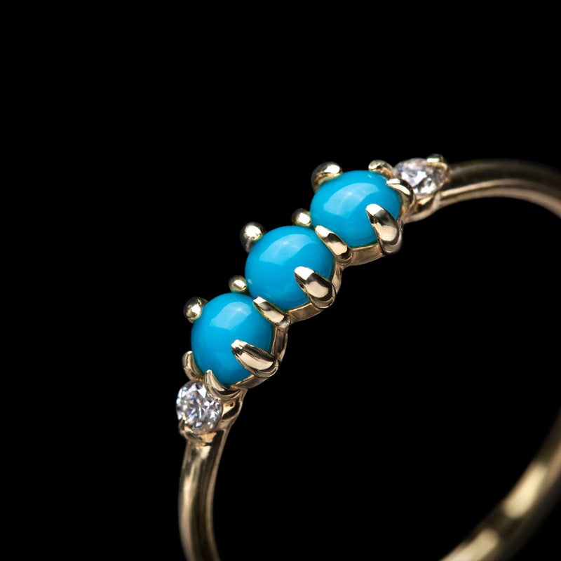 14K Gold Turquoise and Diamond Ring