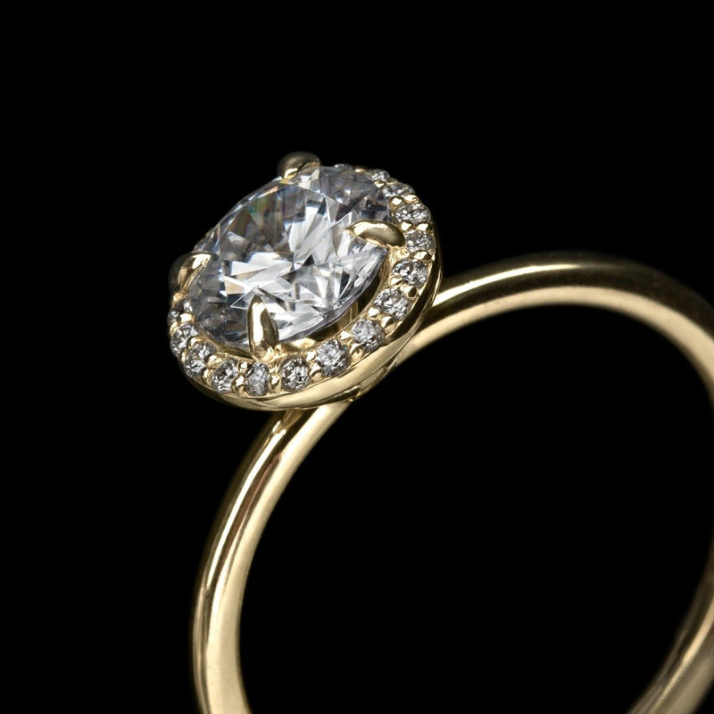 18K Round Halo Engagement Ring
