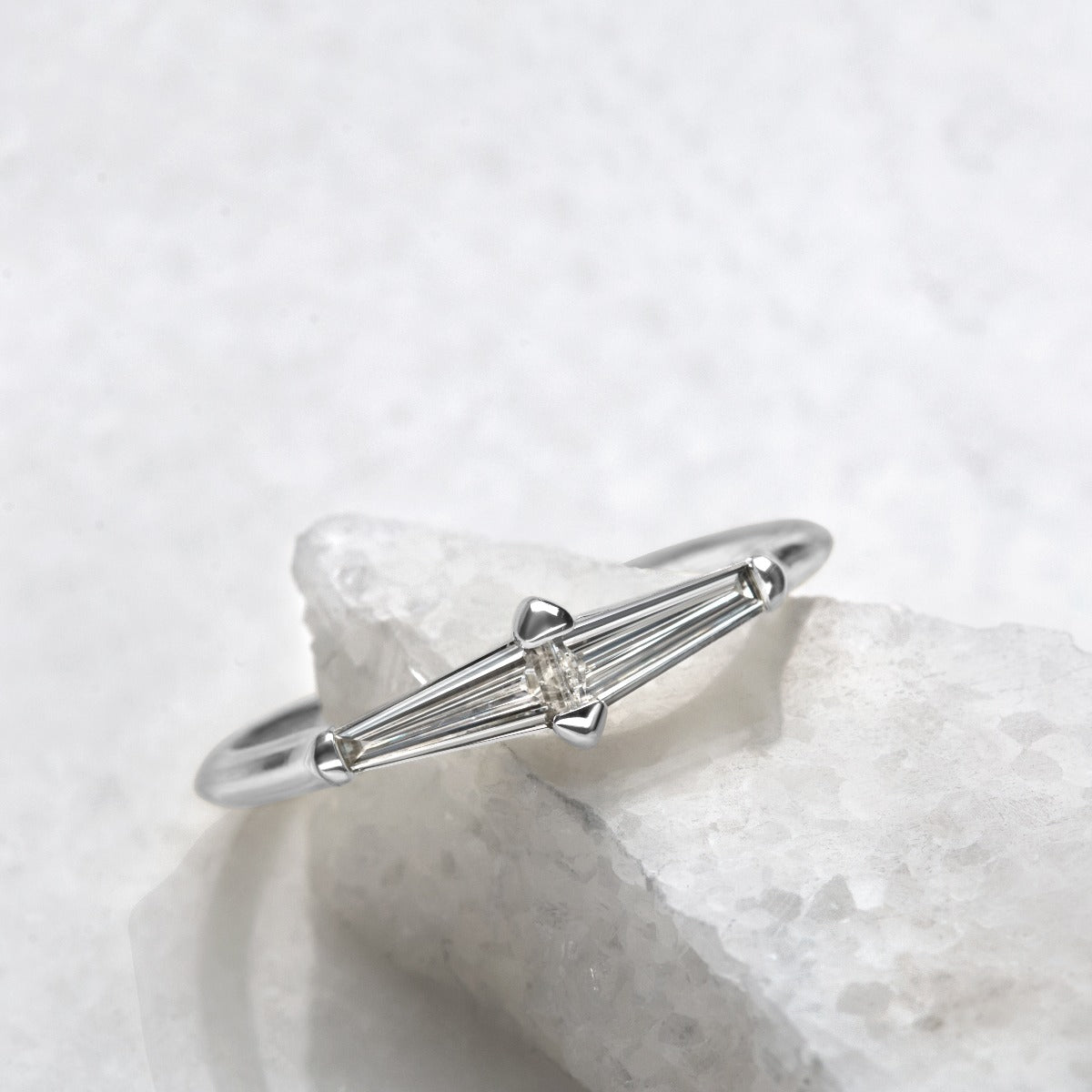 14K White Gold, Platinum Perryn Baguette Diamond Ring