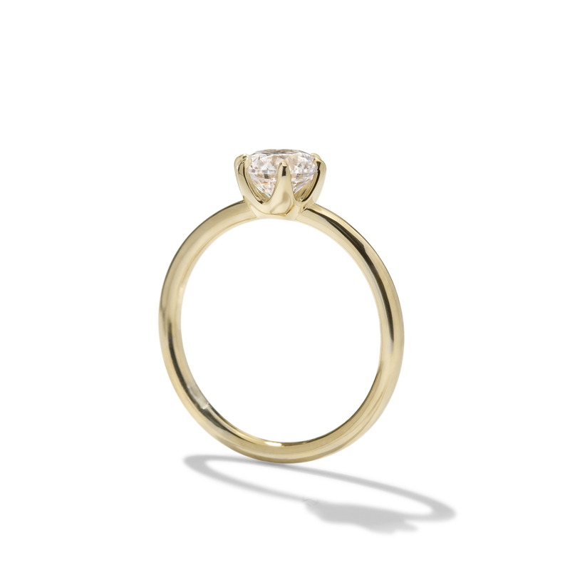 18K Yellow Gold Chispa Round Engagement Ring