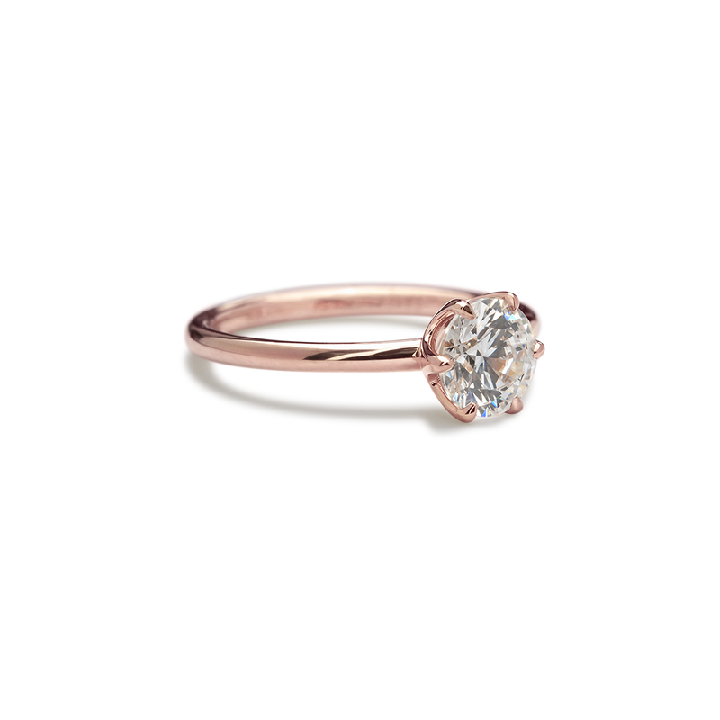 18K Rose Gold Chispa Round Engagement Ring