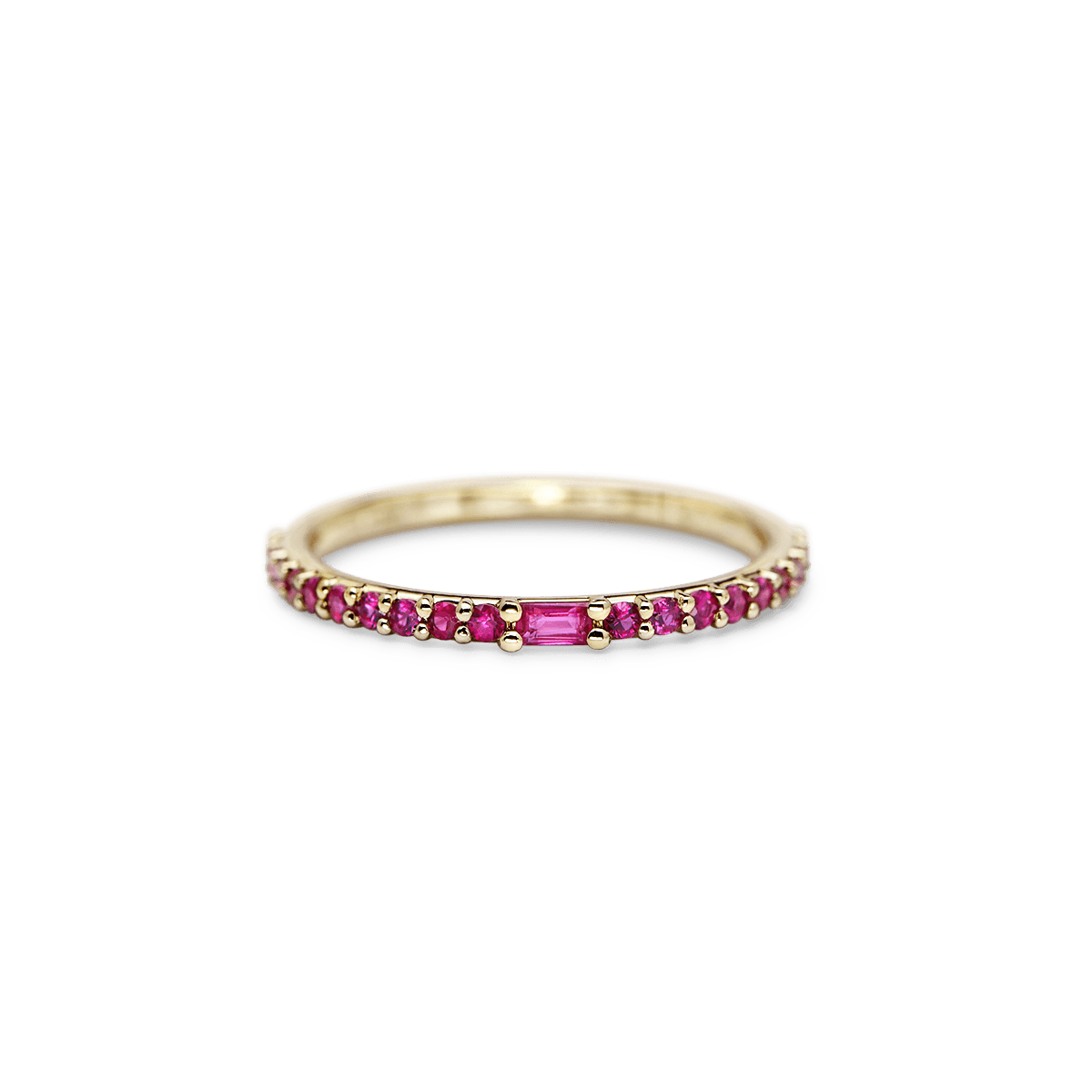 #color_14K Yellow Gold, Baguette Ruby Band