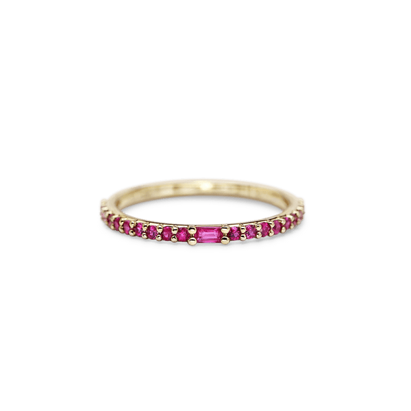#color_14K Yellow Gold, Baguette Ruby Band