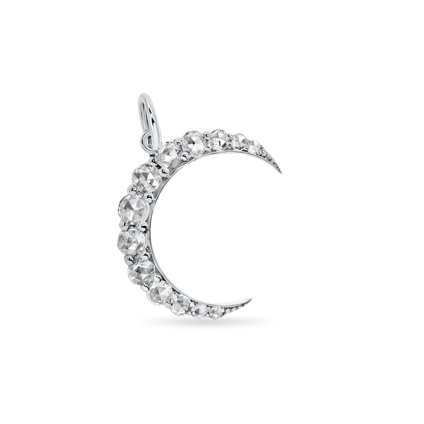Waning Moon Rose Cut Diamond Pendant