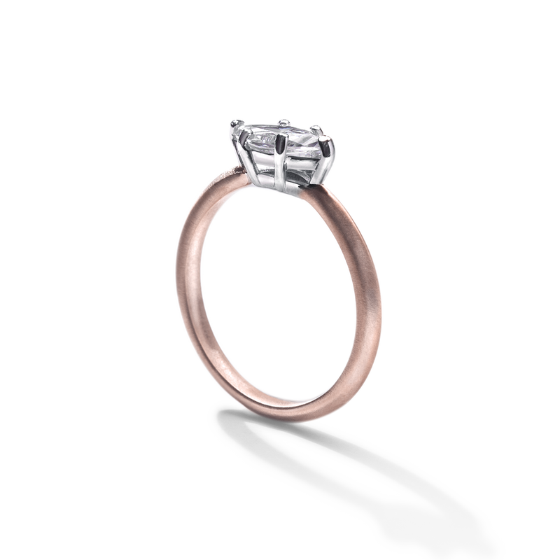 18K Rose Gold Marquise Engagement Ring East West
