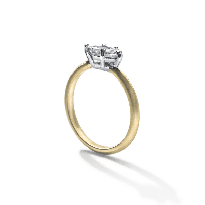 18K Yellow Gold Marquise Engagement Ring East West