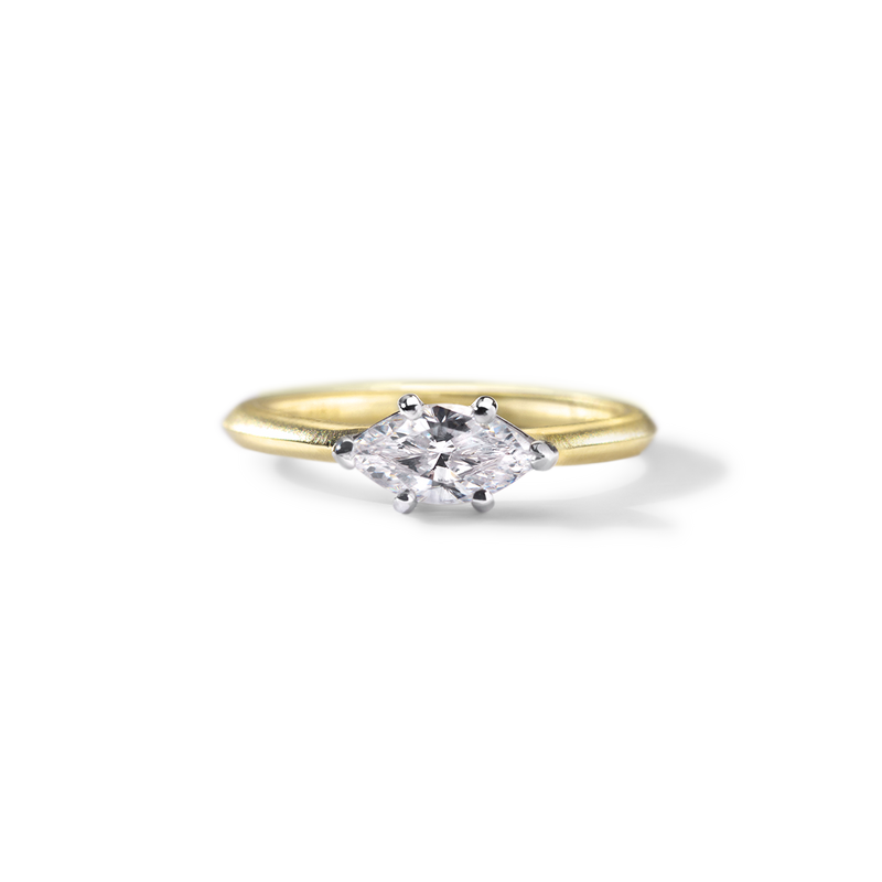 Half-Moon Diamond Three Stone Ring