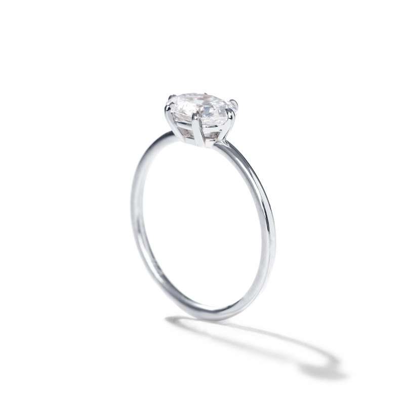 18K White Gold Platinum East West Oval Engagement Ring