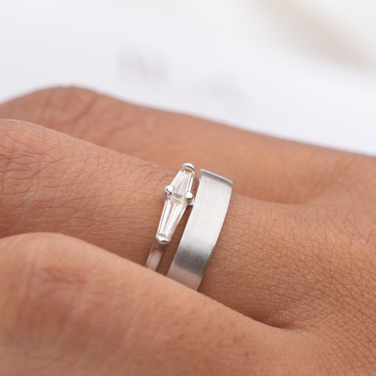 #color_14K White Gold #color_Platinum Perryn Baguette Diamond Ring